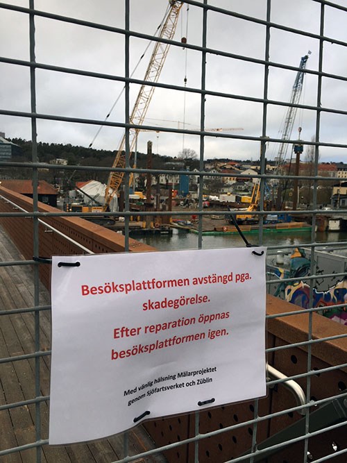 Besöksplattformen tillfälligt avstängd. Foto: Sjöfarttsverket Besöksplattformen tillfälligt avstängd