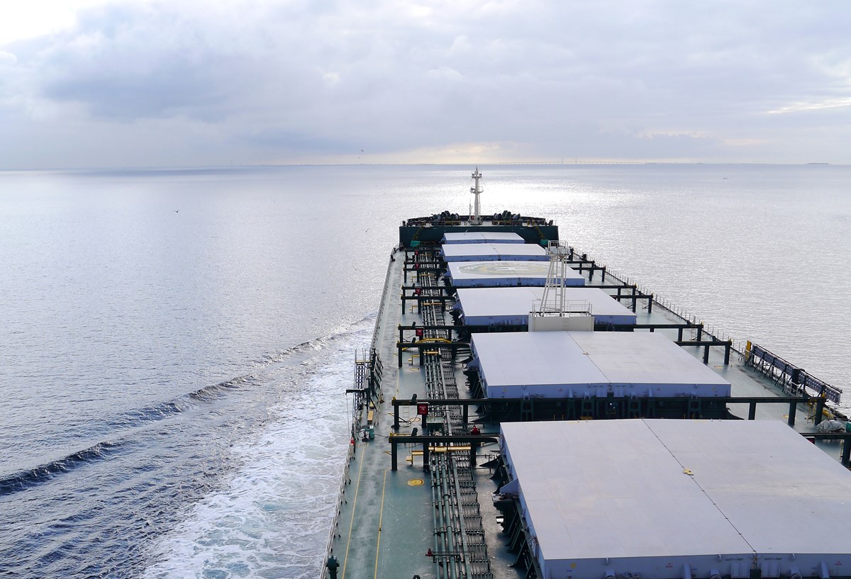 Bulkfartyg på väg söderut genom Öresund. Foto: Tobias Fälth/Sjöfartsverket