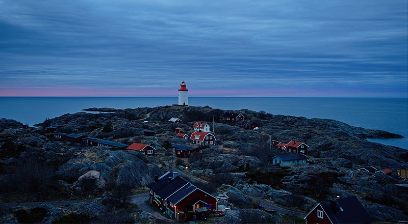 Photo of Landsort and a lighthouse.