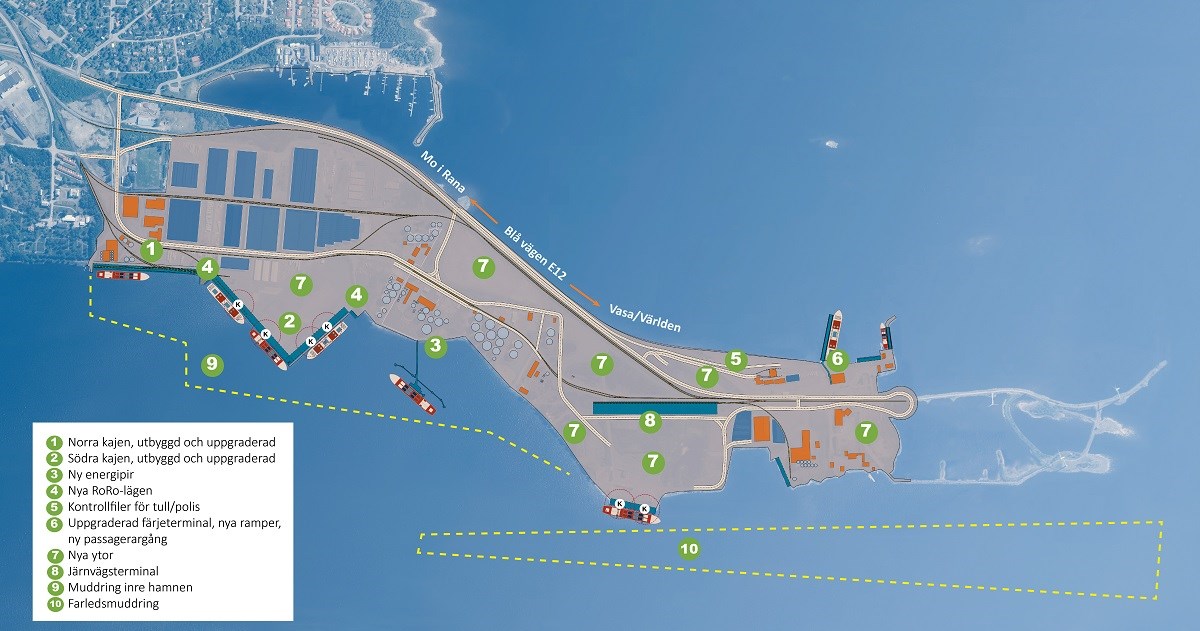 Visionsbild för framtidens Umeå Hamn. Illustration: Umeå Hamn Visionsbild för framtidens Umeå Hamn.