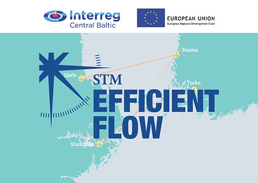 EfficientFlow logo on Baltic Sea map