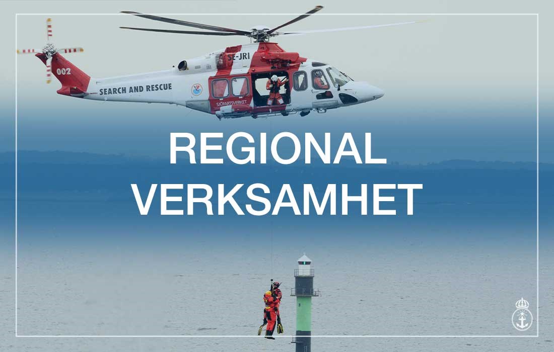 Bilder på räddningshelikopter som räddar 2 personer. K.ickar man på bilden kommer man in på sidan om regional verksamhet för SAR.