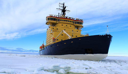 Icebreaker Frej in the ice.