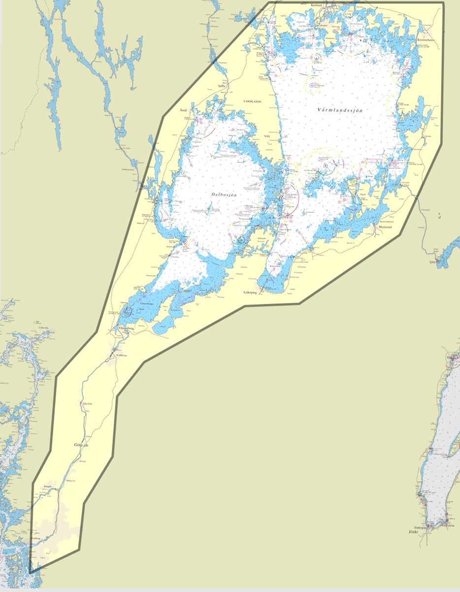Karta över lotsområde Vänern.
