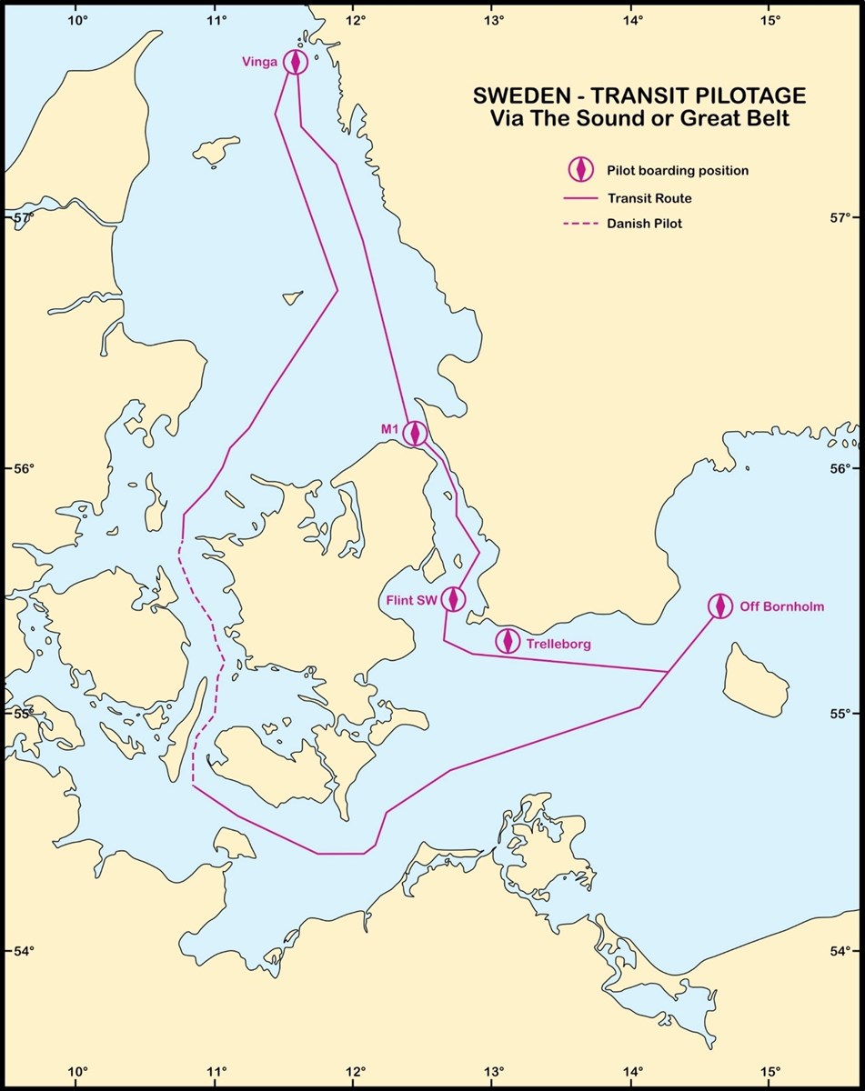 Karta över vinga, M1, Trelleborg, Bornholm