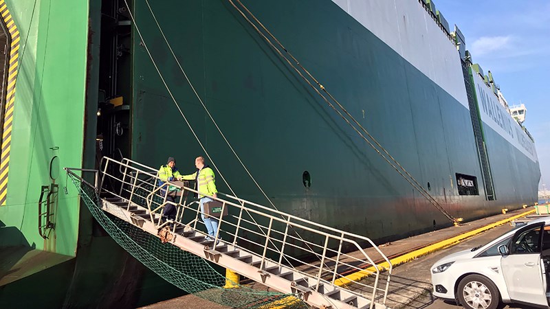 Our field representative on the gangway.