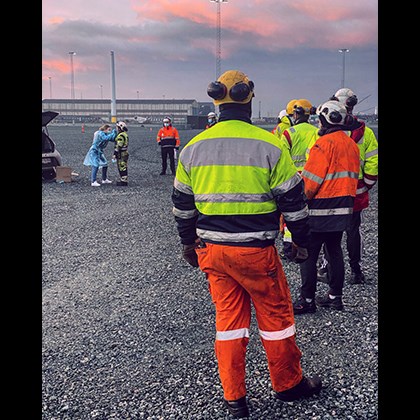 Nordic H.M - "Morning routine” - Laura Pytytövaara, FI People standing in line to take a Covid-19 test