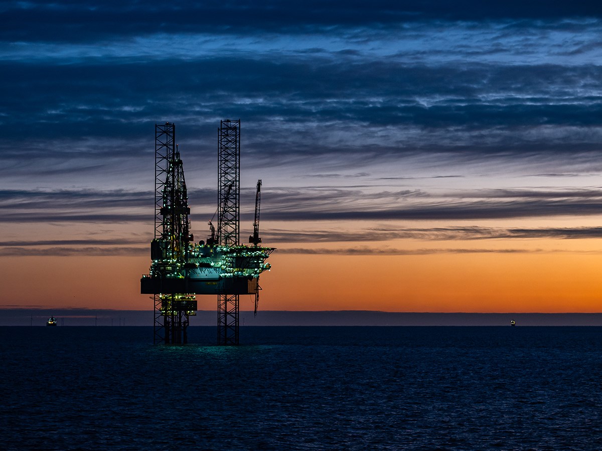 Oil rig at dusk